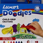 Luxor Doodles Child Grip Crayons| 6 Assorted Crayons For Tiny Hands